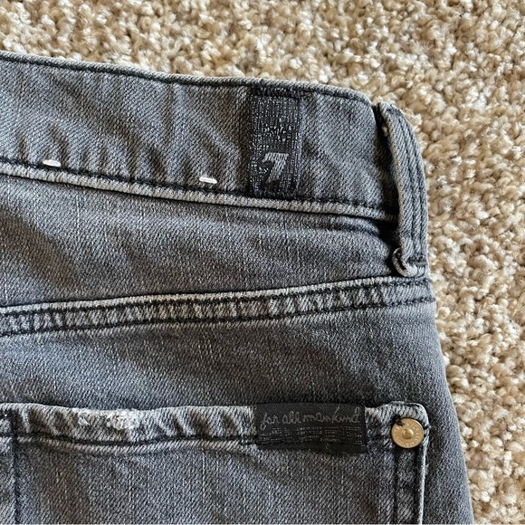 7 For All Mankind High Waist Ankle Skinny Jeans Women’s 27 Washed Gray Black - Picture 13 of 16